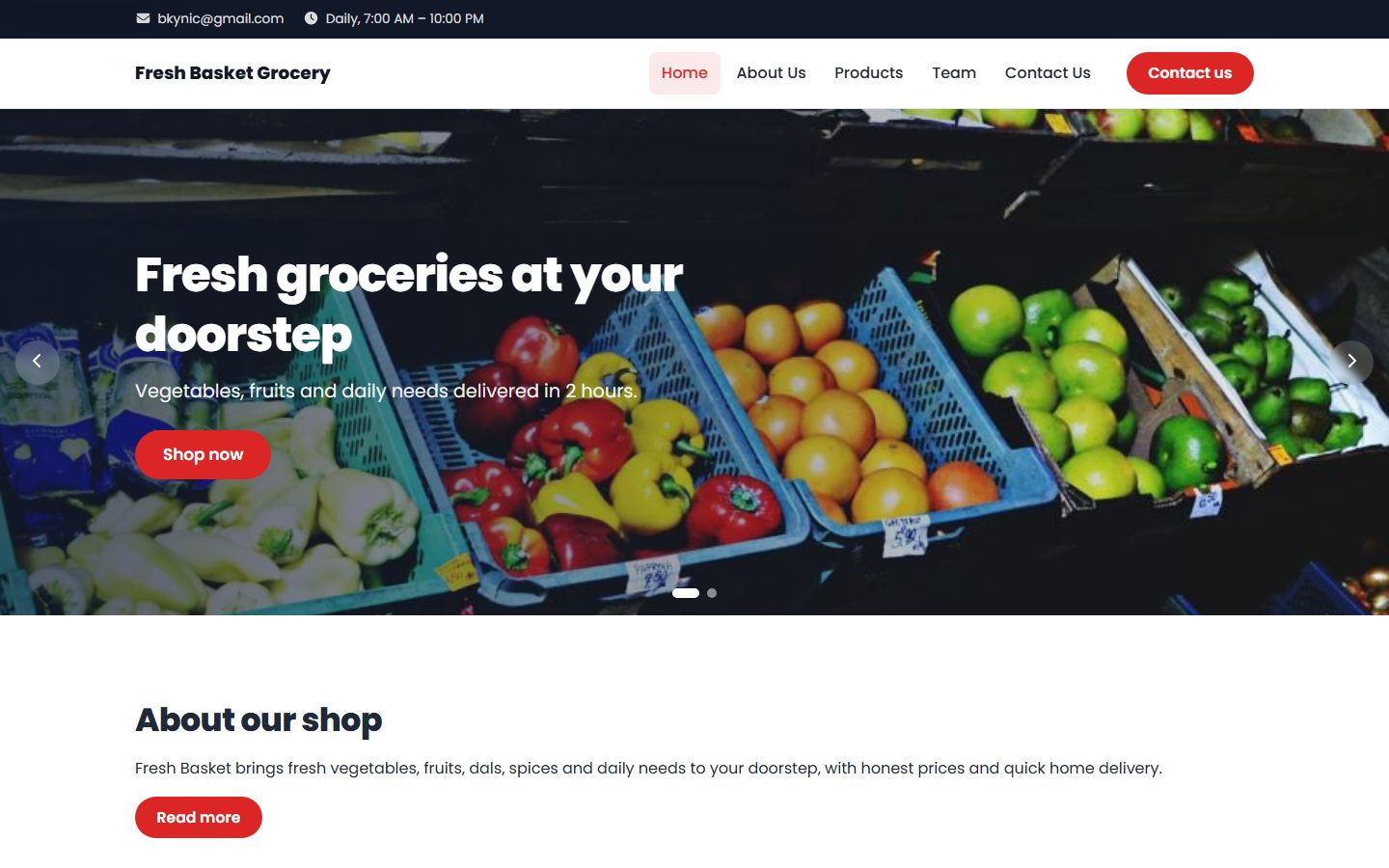 Fresh Basket Grocery demo website
